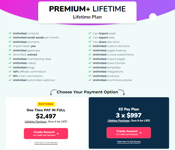 GrooveFunnels Pricing Plans